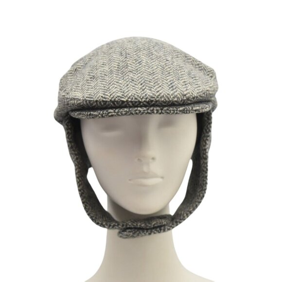 Hanna Hats L L Bean Tweed Donegal Touring Cap With Ear Flaps Mens L Black White - Picture 3 of 12